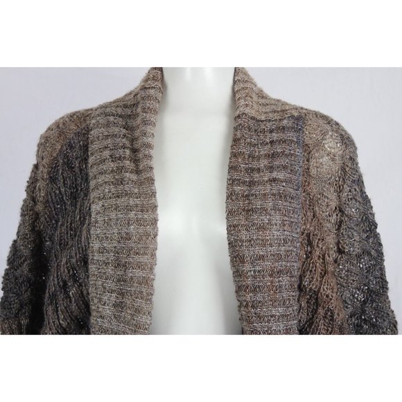 Dressbarn Brown Sparkle Popcorn Knit Short Sleeve Open Shrug Womens Size Large - Picture 2 of 9